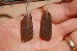 Orange/Brown Spiderweb Dinosaur Gembone Earrings #22526-3